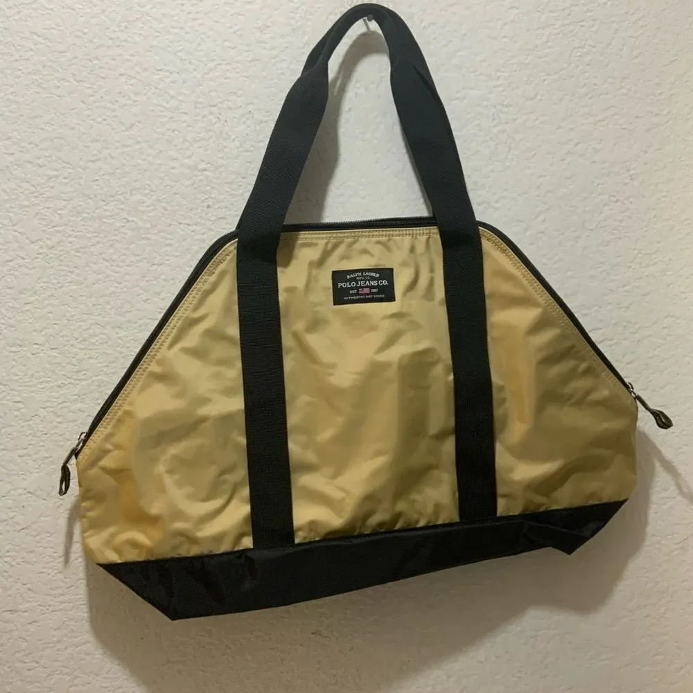 Vintage Ralph Lauren Polo Jeans Co Tan Beige Tote Messanger Bag 14